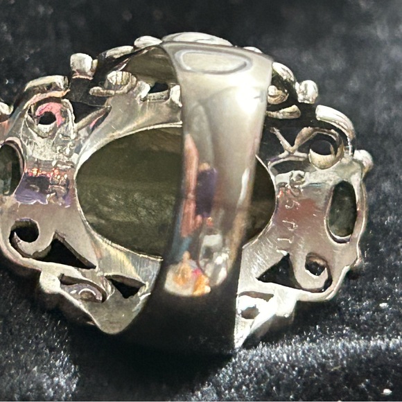 #36 Vintage Himalayan Gems, Green Labradorite & Peridot Ring, SZ 7 3/4, in box - Picture 4 of 6